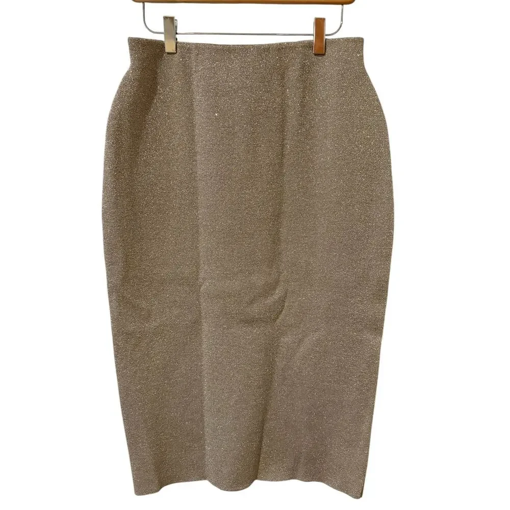J Crew Metallic Gold Lurex Pencil Skirt M